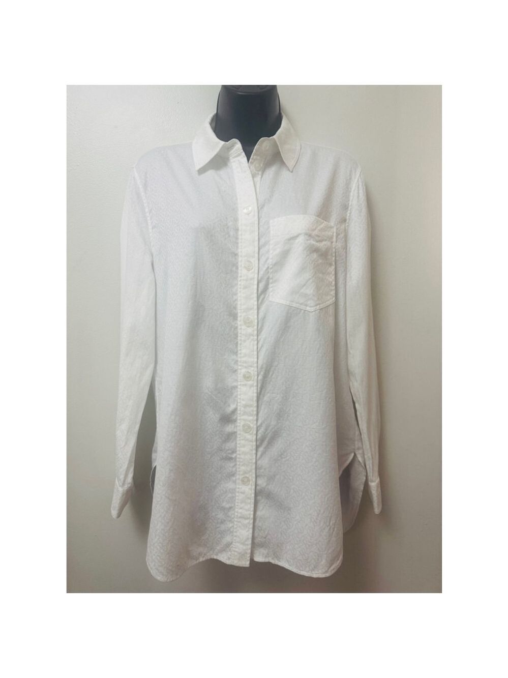 Women's Burberry Minimalist 100% Cotton Button-Down Shirt Size M White